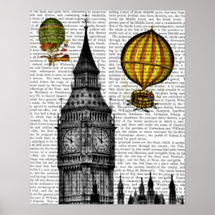 Big Ben en  Hot Air-ballonnen Poster
