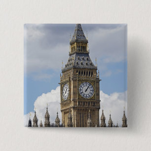 Big Ben en Houses of Parliament, Londen, Vierkante Button 5,1 Cm