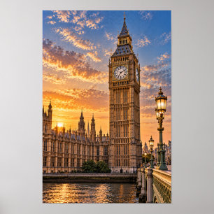 Big Ben en Palace of Westminster Zonsondergang Muu Poster