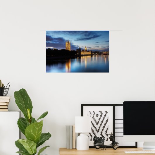 Big Ben en Palace van Westminster 's nachts Poster (Thuiskantoor)