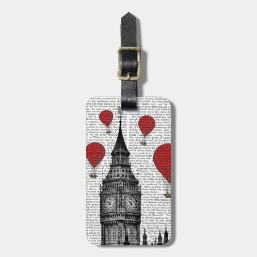 Big Ben en Red Hot Air-ballonnen Bagagelabel (Voorkant verticaal)