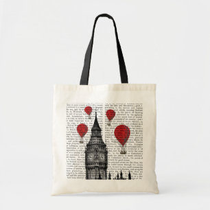 Big Ben en Red Hot Air-ballonnen Tote Bag