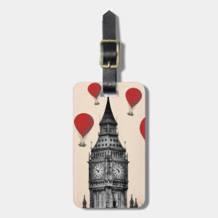 Big Ben en Red Hot Air Balloons 2 Bagagelabel