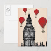 Big Ben en Red Hot Air Balloons 2 Briefkaart (Voorkant / Achterkant)