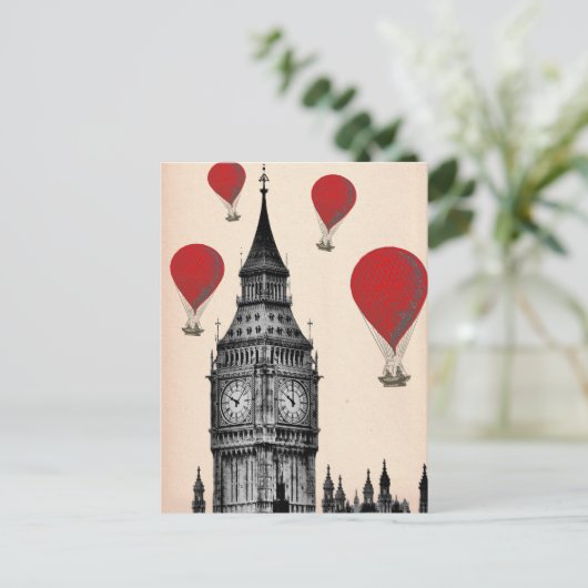 Big Ben en Red Hot Air Balloons 2 Briefkaart (Staand voorkant)