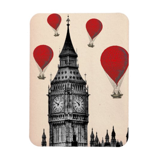 Big Ben en Red Hot Air Balloons 2 Magneet (Verticaal)