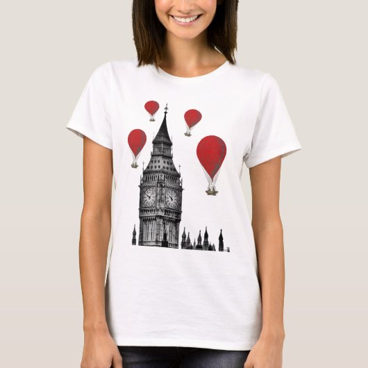 Big Ben en Red Hot Air Balloons 2 T-shirt (Voorkant)