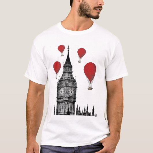 Big Ben en Red Hot Air Balloons 2 T-shirt (Voorkant)