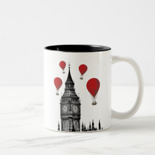 Big Ben en Red Hot Air Balloons 2 Tweekleurige Koffiemok