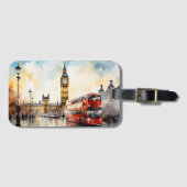 Big Ben en rode bus in Londen Bagagelabel (Voorkant (horizontaal))