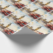 Big Ben en rode bus in Londen Cadeaupapier (Hoek)