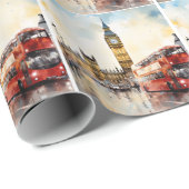 Big Ben en rode bus in Londen Cadeaupapier (Rol Hoek)