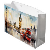 Big Ben en rode bus in Londen Groot Cadeauzakje (Achterkant Gekanteld)