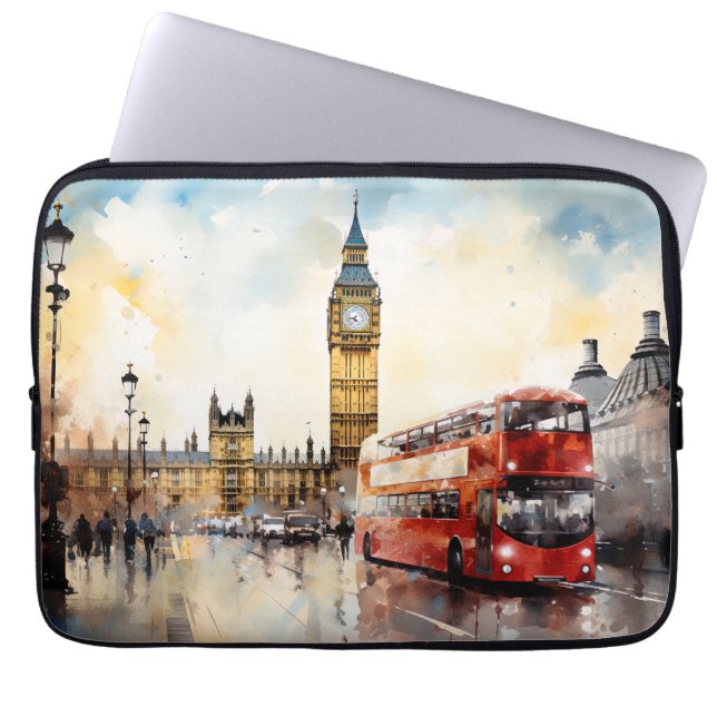 Big Ben en rode bus in Londen Laptop Sleeve (Voorkant)