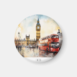 Big Ben en rode bus in Londen Magneet