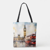 Big Ben en rode bus in Londen Tote Bag (Achterkant)
