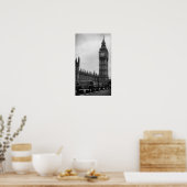 Big Ben en taxichauffeur in zwart-wit poster (Keuken)