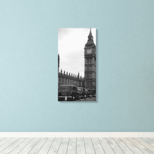 Big Ben en taxi's in zwart-wit canvas (Insitu (Houten vloer))