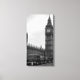 Big Ben en taxi's in zwart-wit canvas