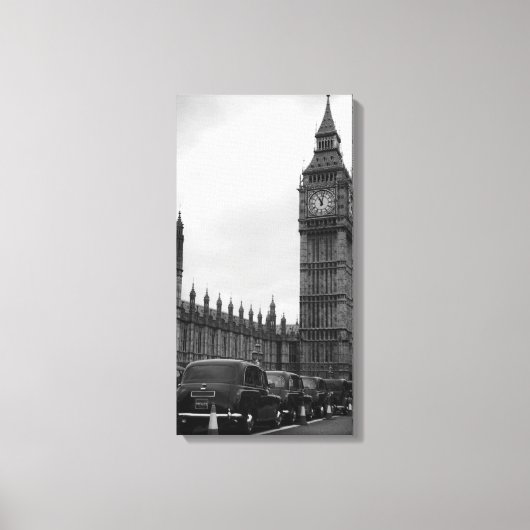 Big Ben en taxi's in zwart-wit canvas (Voorkant)