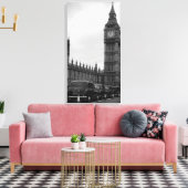 Big Ben en taxi's in zwart-wit canvas Afdruk (Insitu (Woonkamer))
