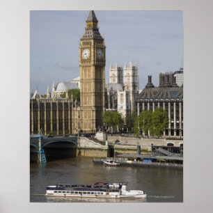 Big Ben en Thames River Poster