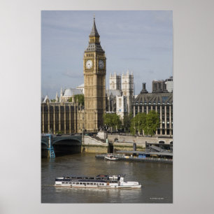 Big Ben en Thames River Poster