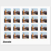 Big Ben en Westminster Bridge in de avond Vierkante Sticker (Vel)