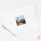 Big Ben en Westminster Bridge in de avond Vierkante Sticker (Envelop)