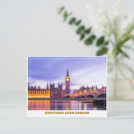 Big Ben & Huizen van het Parlement in Londen Engel Briefkaart (Staand voorkant)