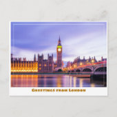 Big Ben & Huizen van het Parlement in Londen Engel Briefkaart (Voorkant)