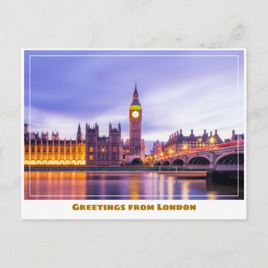 Big Ben & Huizen van het Parlement in Londen Engel Briefkaart (Voorkant)