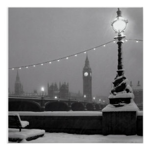 Big Ben in de Sneeuw – Londen Perfect Poster