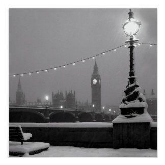 Big Ben in de Sneeuw – Londen Perfect Poster