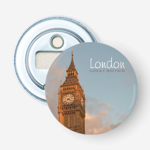 Big Ben in Londen foto tekst Button Flesopener