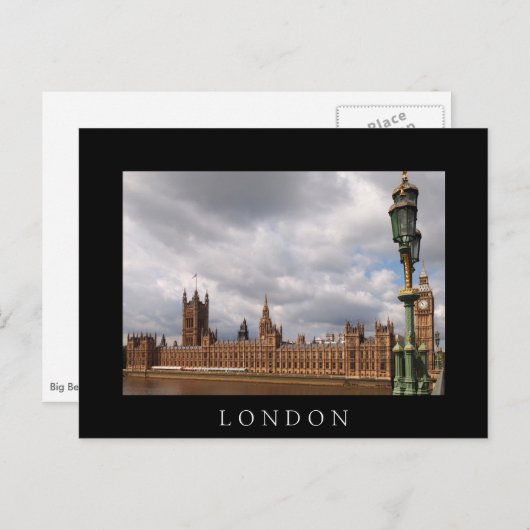 Big Ben in London Black text briefkaart (Voorkant / Achterkant)