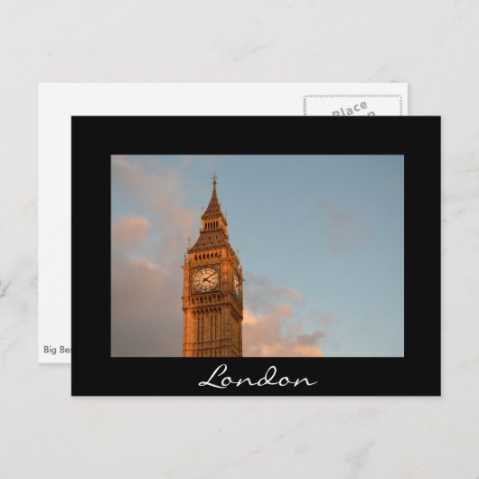 Big Ben in London Black text briefkaart (Voorkant / Achterkant)