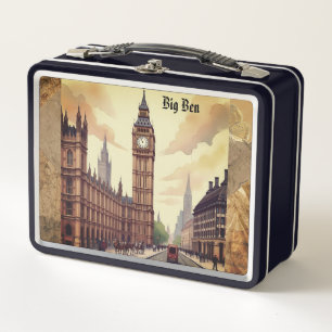 Big Ben klokkentoren, stijl metalen lunchbox