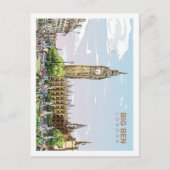 Big Ben Londen Beroemde Reisplaats Illustratie Briefkaart (Voorkant)