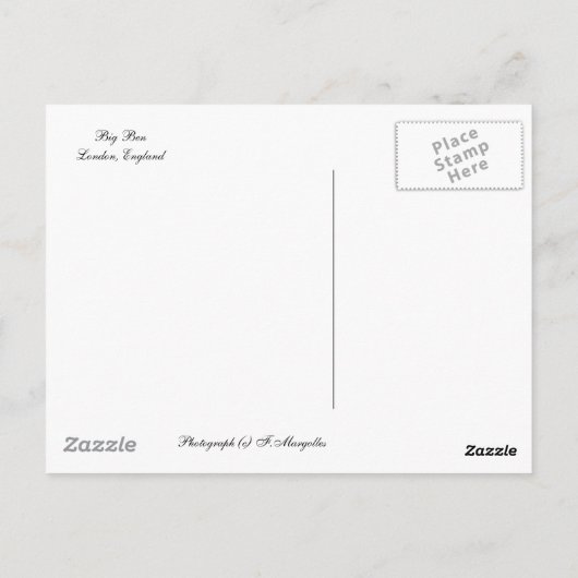 Big Ben, Londen Briefkaart (Achterkant)