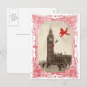 Big Ben Londen Cupid Valentijn Briefkaart (Voorkant / Achterkant)