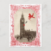 Big Ben Londen Cupid Valentijn Briefkaart (Voorkant)