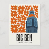 Big Ben Londen Engeland abstracte reizen bloemsier Briefkaart (Voorkant)