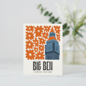 Big Ben Londen Engeland abstracte reizen bloemsier Briefkaart (Staand voorkant)
