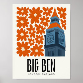 Big Ben Londen Engeland abstracte reizen bloemsier Poster