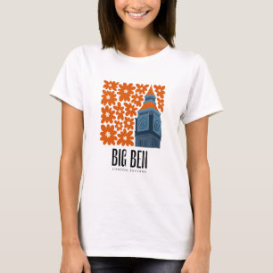 Big Ben Londen Engeland abstracte reizen bloemsier T-shirt