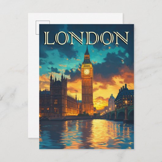 Big Ben, Londen Reizen Briefkaart (Voorkant / Achterkant)