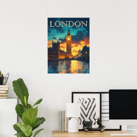 Big Ben, Londen Reizen Poster (Thuiskantoor)