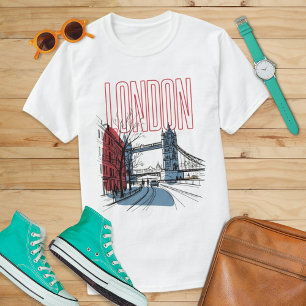 Big Ben Londen Schets UK Landmark Reis Souvenir T-shirt