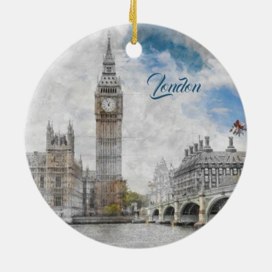 Big Ben, Londen, Verenigd Koninkrijk Keramisch Ornament (Achterkant)
